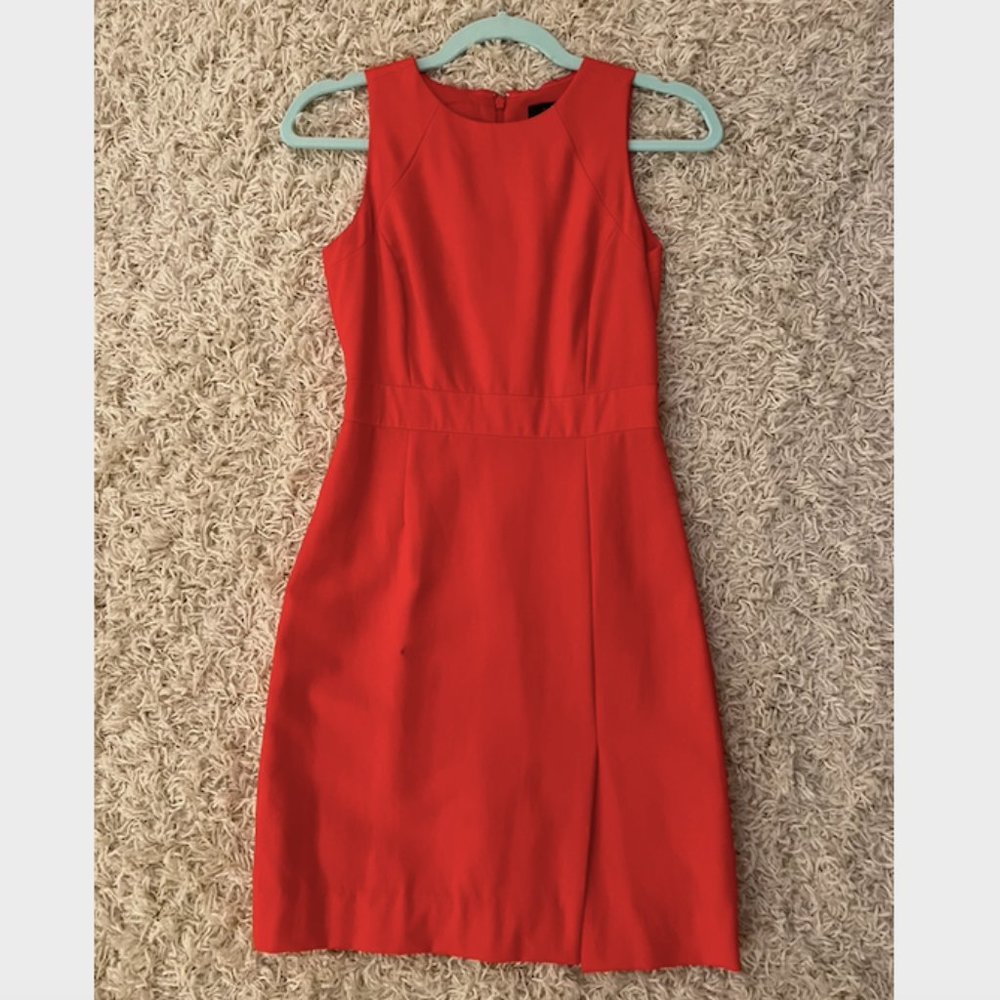 Vibrant blood-orange wool J. Crew sheath dress, size 00P